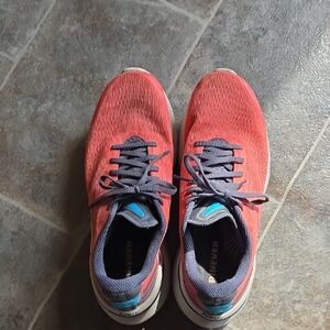 Coral Athletic Shoes with Gray Laces